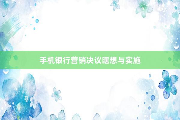 手机银行营销决议瞎想与实施
